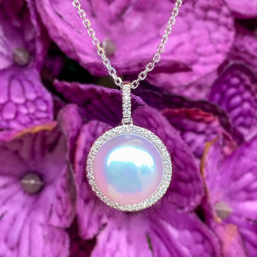 White Pearl Diamond Necklace
