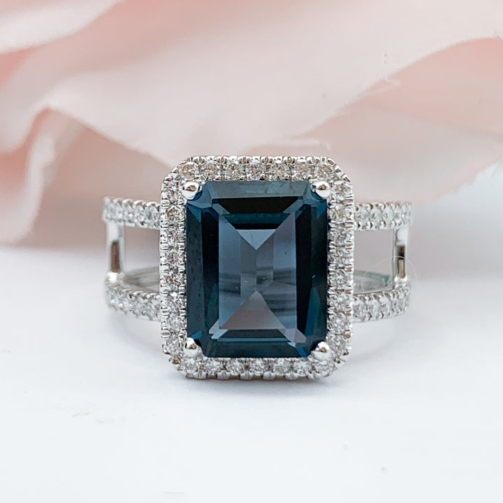 Blue Topaz Double Row Ring