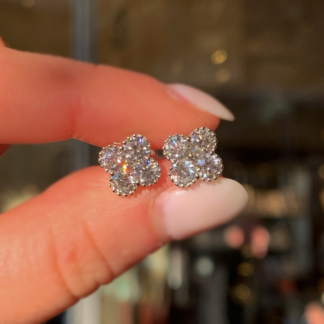 Diamond Clover Studs