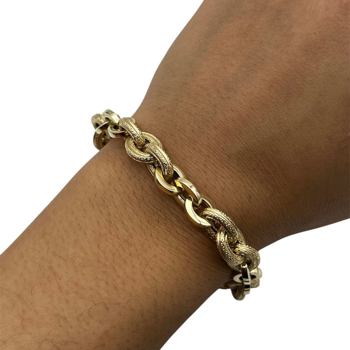 Gold Textured Link Bracelet