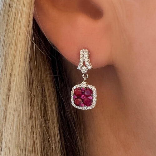 Estate Ruby & Diamond Earrings