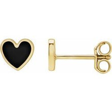 Load image into Gallery viewer, Black Enamel Heart Studs