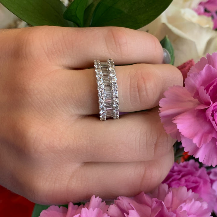 Baguette & Round Diamond Eternity Band