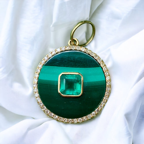 Emerald Malachite Charm