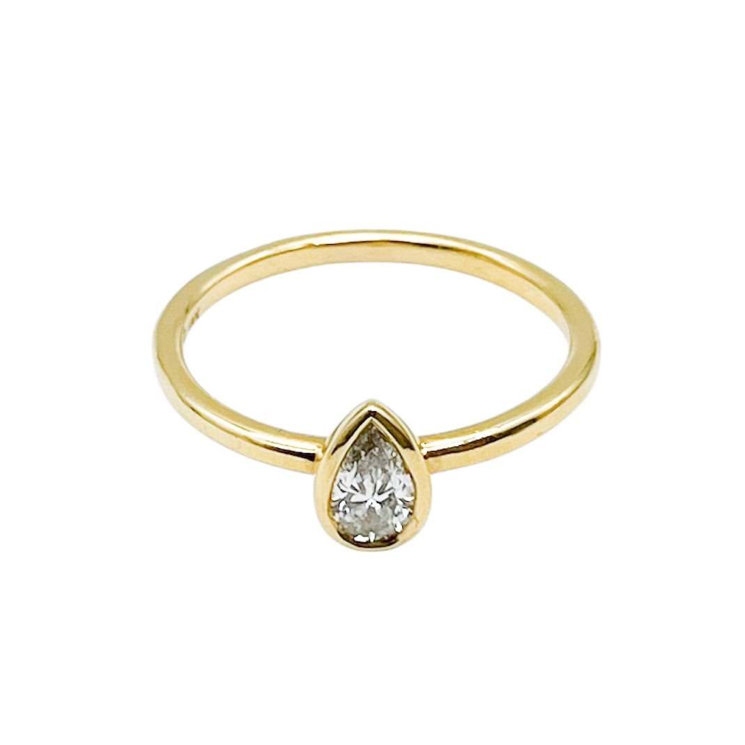 Estate Bezel Set Pear Diamond Ring