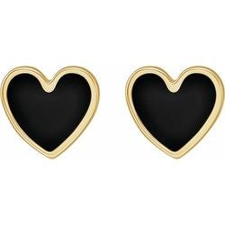 Black Enamel Heart Studs