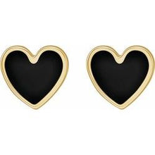 Load image into Gallery viewer, Black Enamel Heart Studs