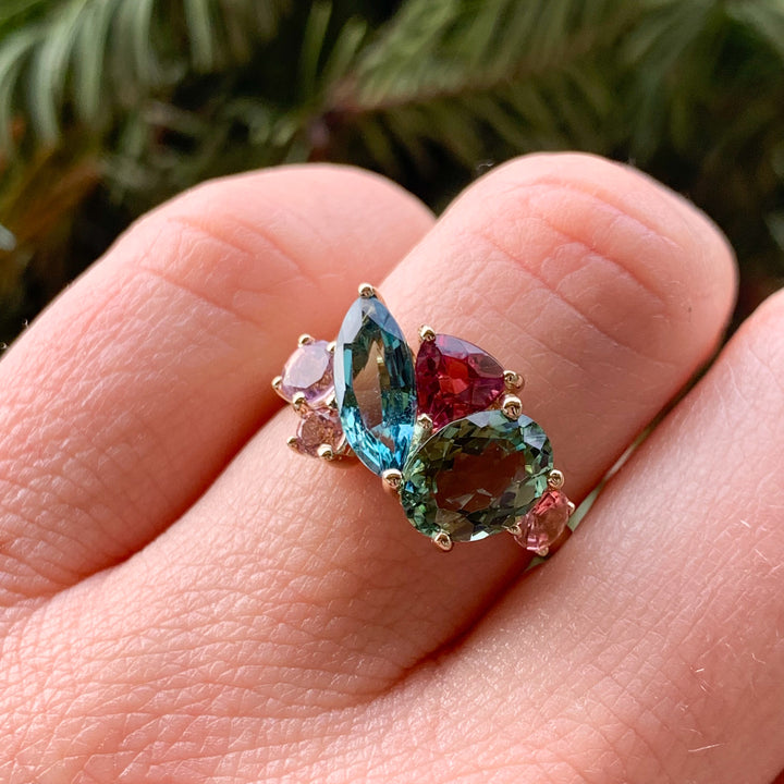 Tourmaline Cluster Ring