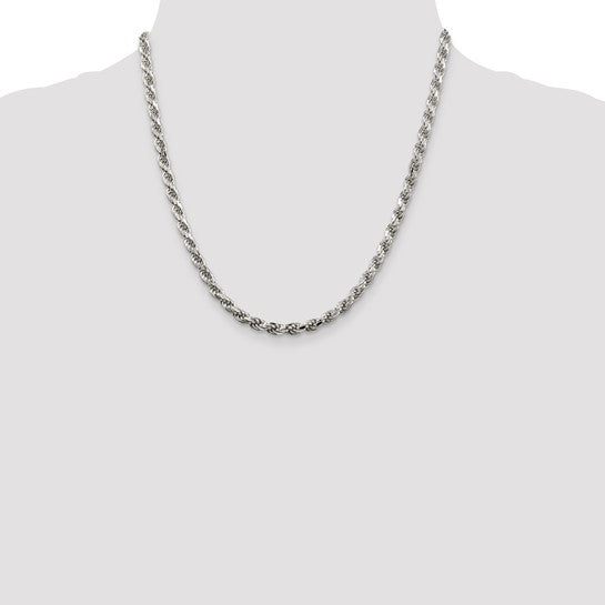 Silver Diamond-Cut Rope Chain