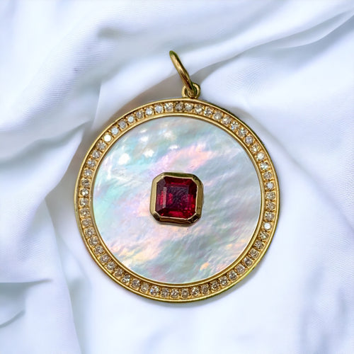 Ruby Mother of Pearl Charm