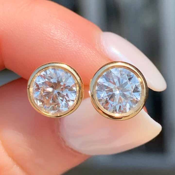 Lab Yellow Bezel Studs