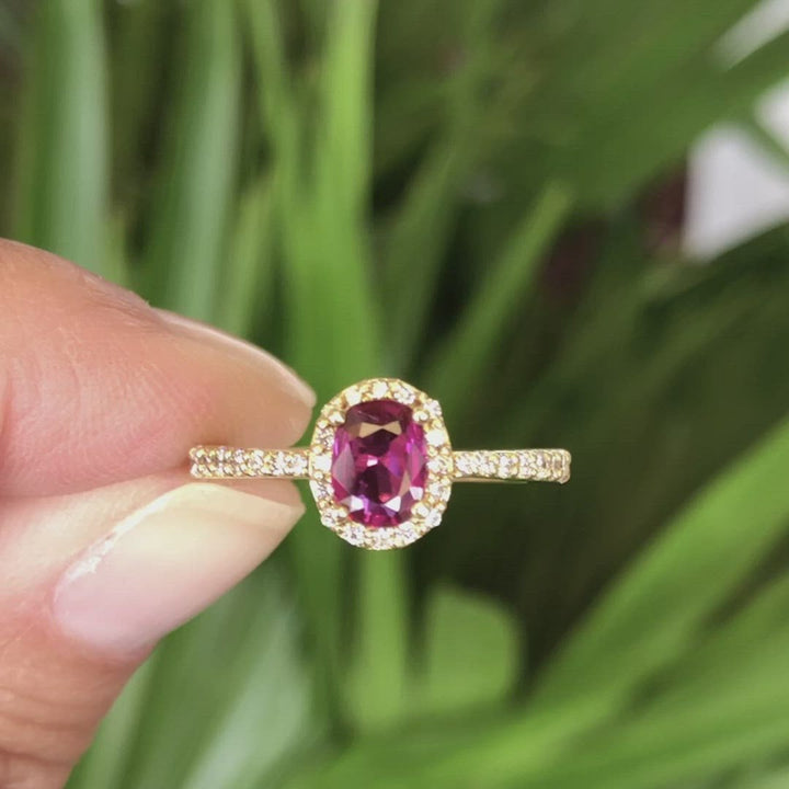 Ruby & Diamond Halo Ring