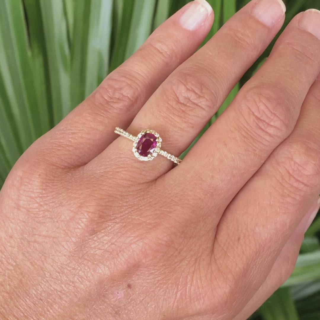 Ruby & Diamond Halo Ring