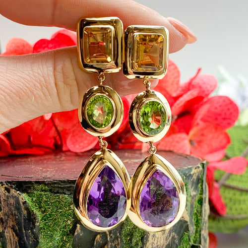 Estate Colored Stone Earrings