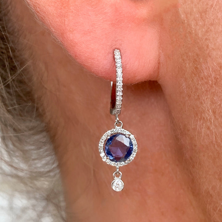 Sapphire & Diamond Dangling Earrings