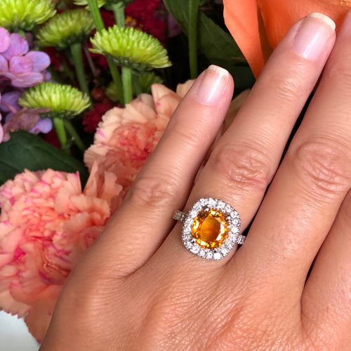 Yellow Sapphire Estate Halo Ring