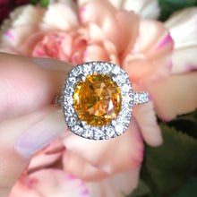 Load image into Gallery viewer, Yellow Sapphire Estate Halo Ring