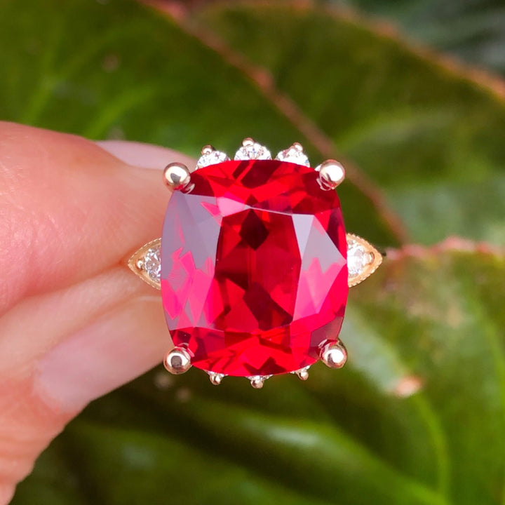 Synthetic Ruby & Lab Grown Diamond Ring