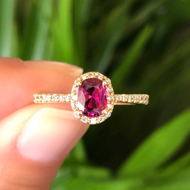 Ruby & Diamond Halo Ring