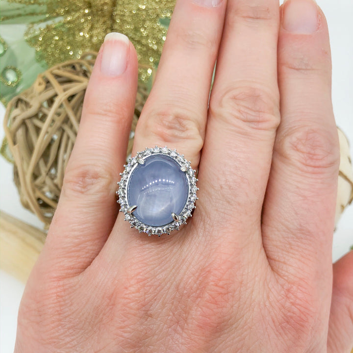 Star Sapphire & Diamond Ring