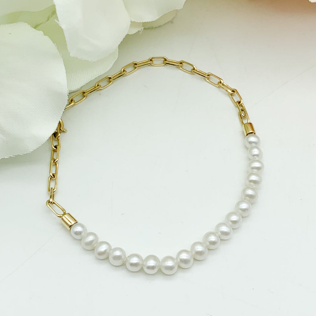 Paperclip Pearl Bracelet