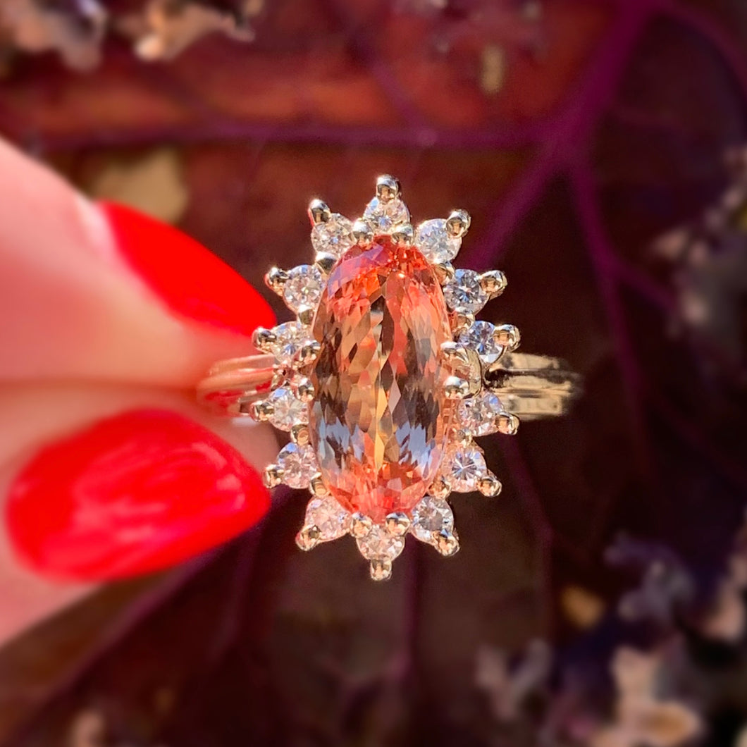 Imperial Topaz & Diamond Estate Ring