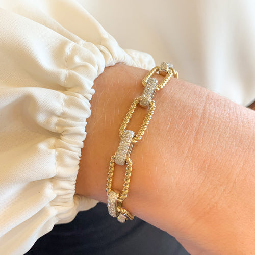 Two Tone Diamond Link Bracelet