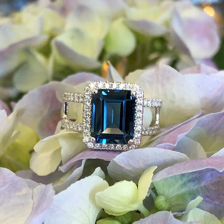 Blue Topaz Double Row Ring