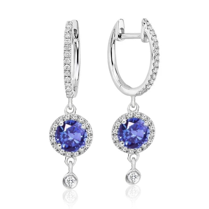 Sapphire & Diamond Dangling Earrings