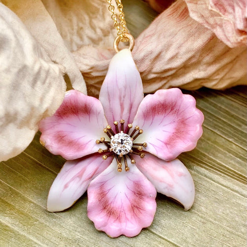 Antique Pink Enamel Pendant