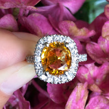 Load image into Gallery viewer, Yellow Sapphire Estate Halo Ring