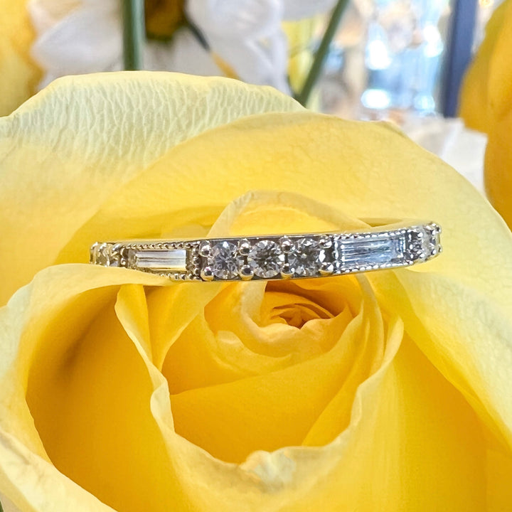 Round & Baguette Diamond Wedding Band