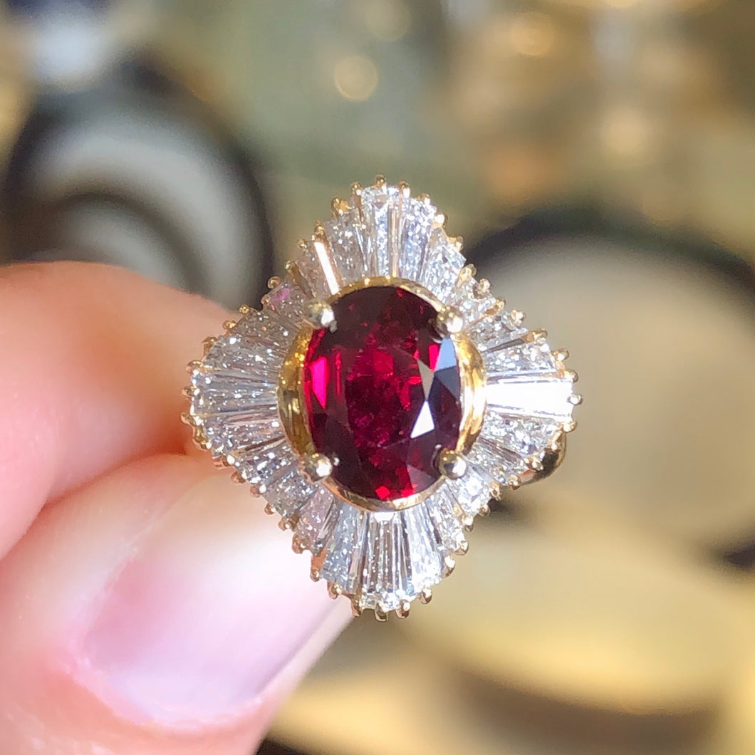 Ruby & Diamond Estate Ballerina Ring and Pendant