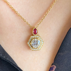 Ruby & Diamond Drop Necklace