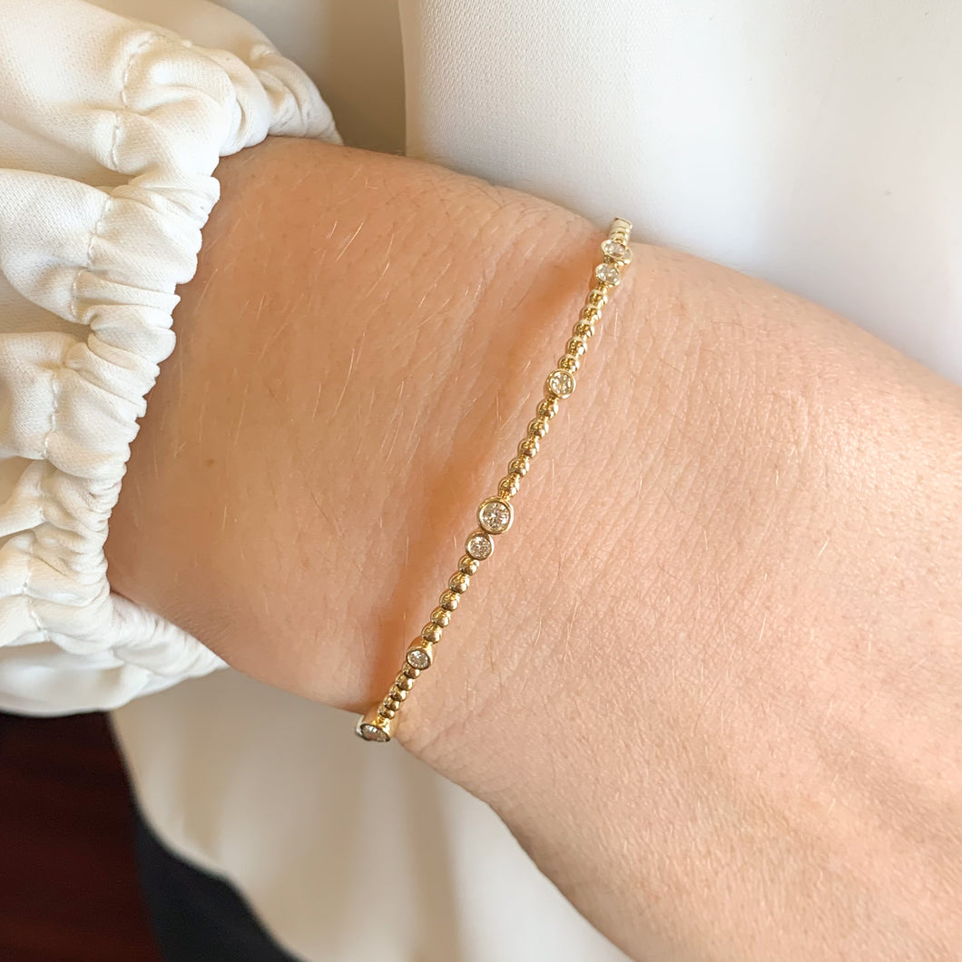 Diamond Bezel & Bead Bangle