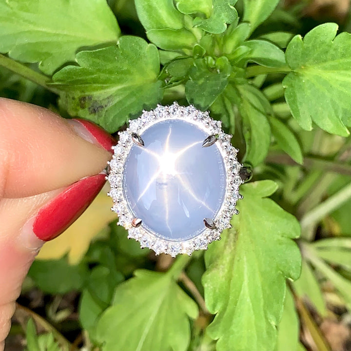 Star Sapphire & Diamond Ring