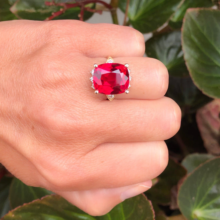 Synthetic Ruby & Lab Grown Diamond Ring